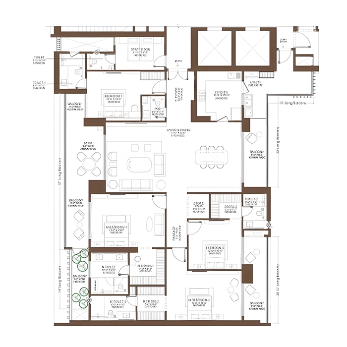 SOBHA Crescent 4BHK Floor Plan Type 1